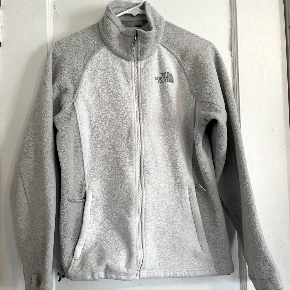 North Face white and grey fleece full zip S
